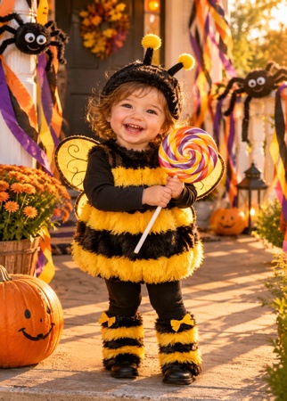 child wearing a cute bumblebee costume