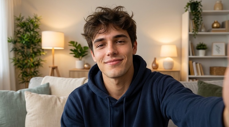 cozy home selfie prompt