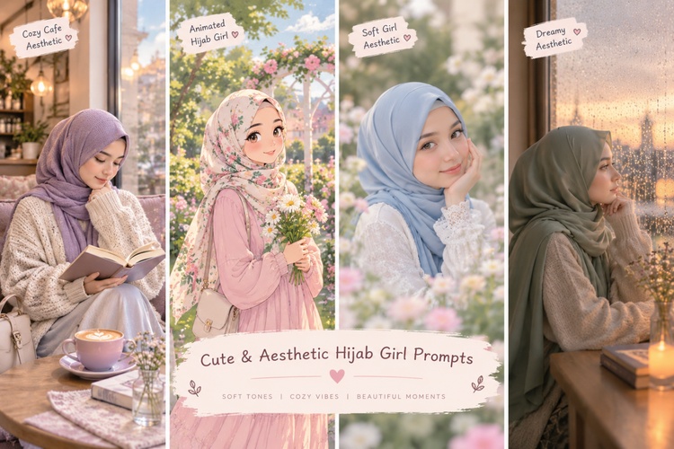 Cute and aesthetic hijab girl prompts