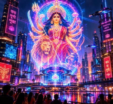 cyberpunk goddess durga