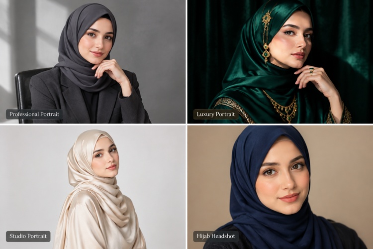Elegant hijab portrait prompts