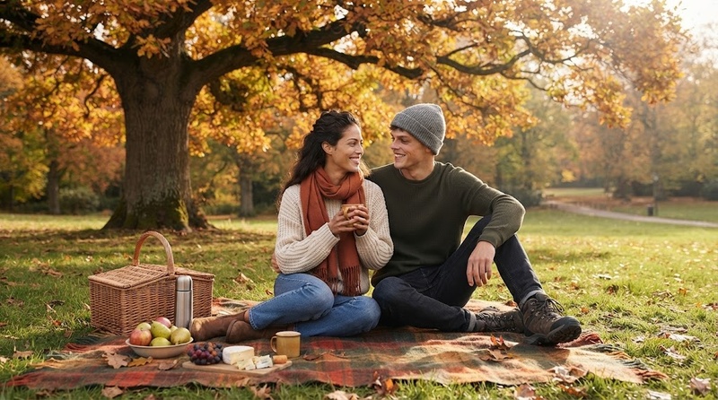 fall couple ai photo prompte