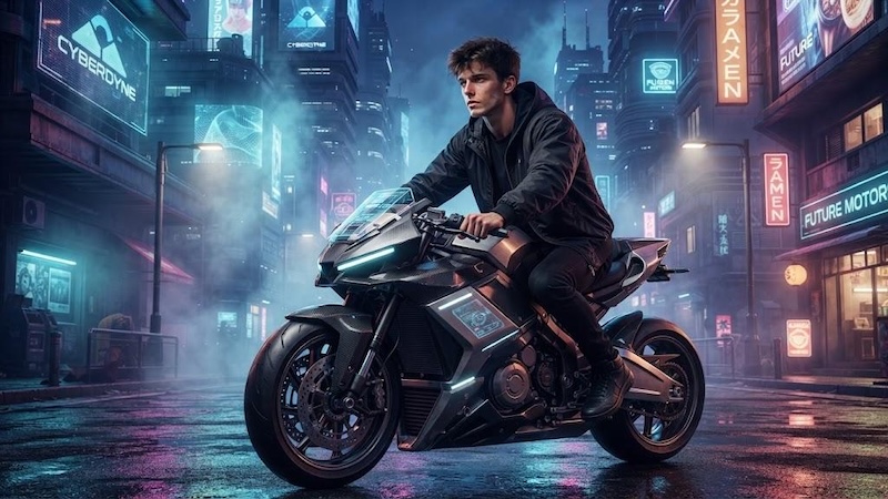 futuristic cyber biker 