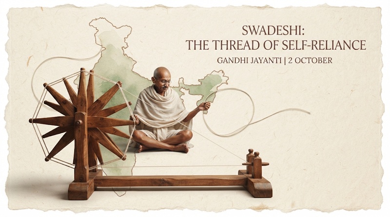 Gandhi and Charkha Gandhi Jayanti poster