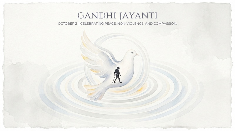 Gandhi peace poster with dove and silhouette