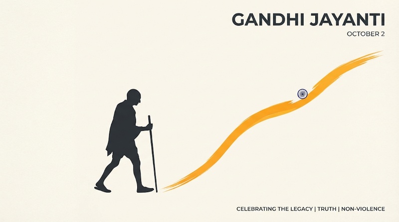 Gandhi silhouette Gandhi Jayanti poster with Indian colors