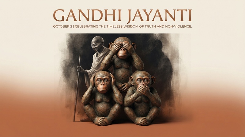 Gandhi Three Monkeys creative poster design