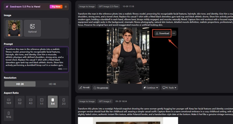 generate and download an ai fitness image