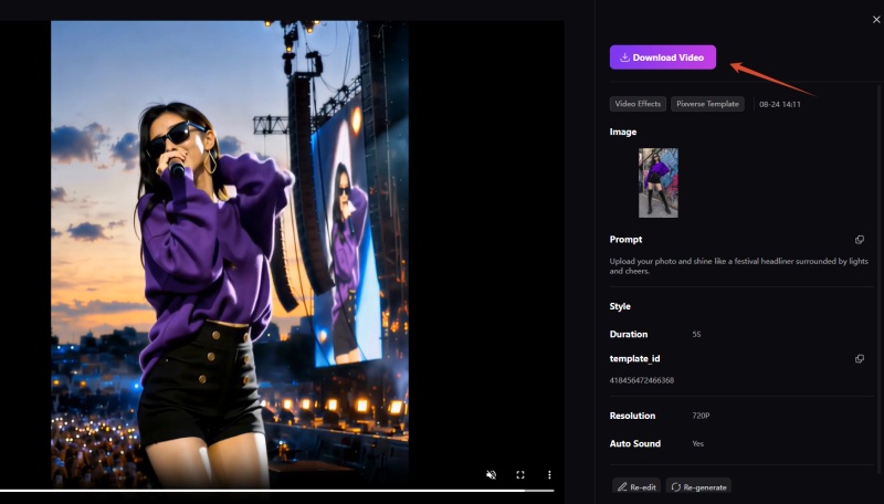 generate and preview the dancing video