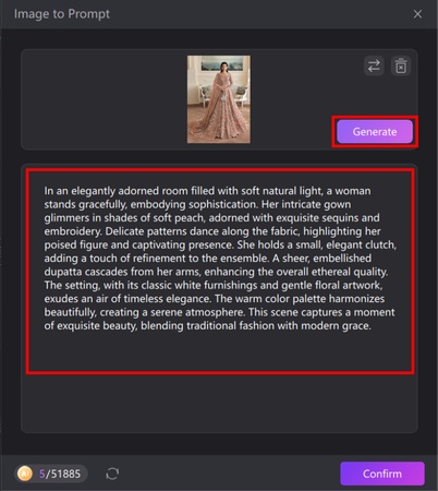 Generating a description using an image