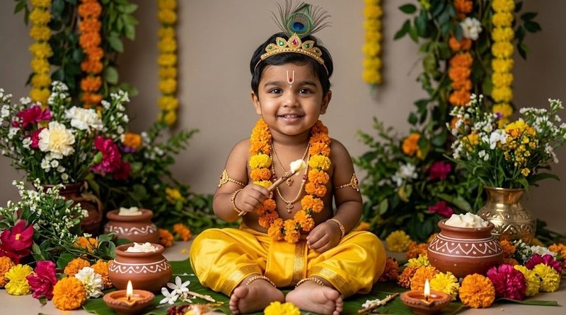 krishna janmashtami ai photo editing prompts for baby