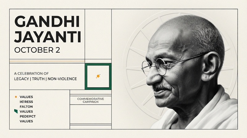 Modern editorial Gandhi Jayanti poster design