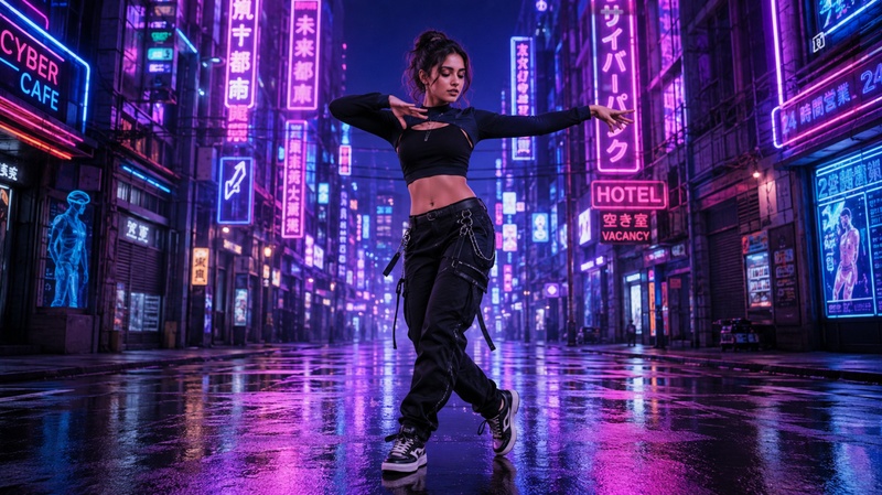 neon cyberpunk dance