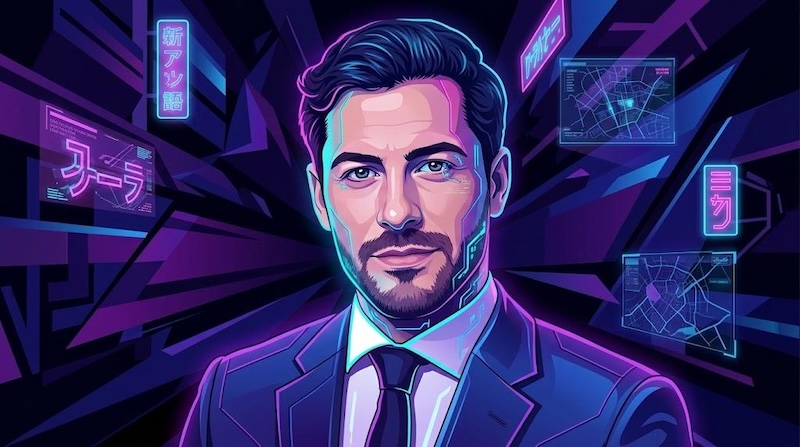 neon cyberpunk vector portrait