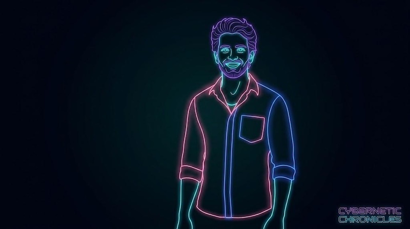 neon line art vector portrait