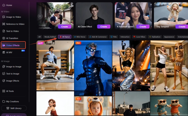 open the ai dance tool