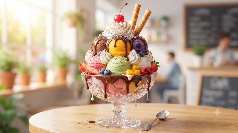 rainbow ice-cream sundae