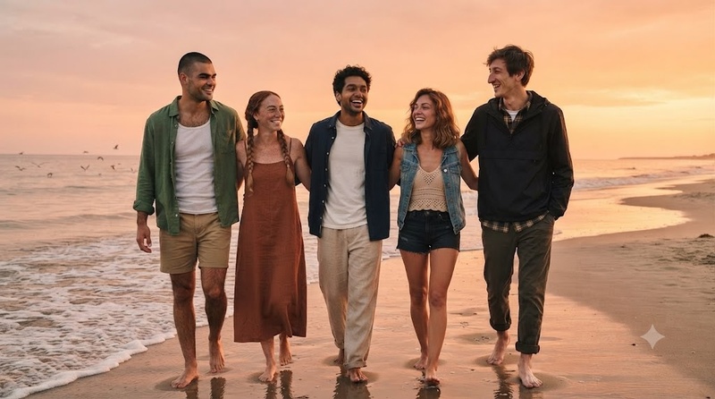 sunset beach walk