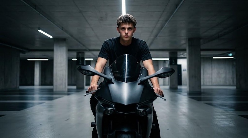 underground parking biker