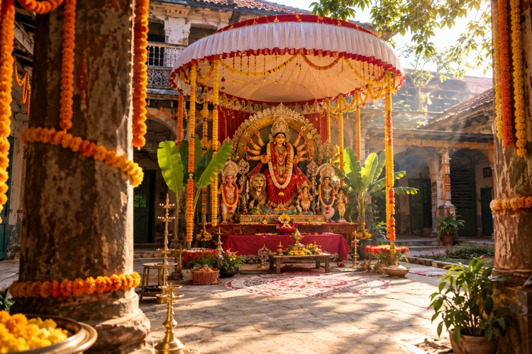 village durga puja celebration