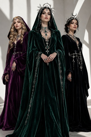 women wearing stylish witch costumes