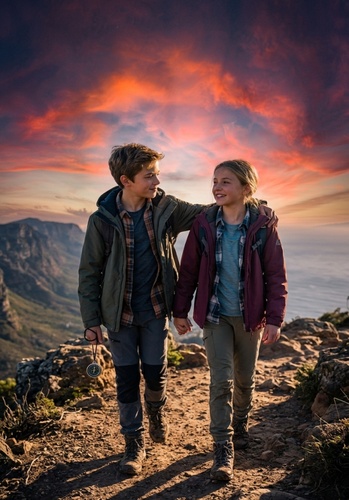 Brother and Sister Prompt Gemini Ai Sunset Adventure Siblings