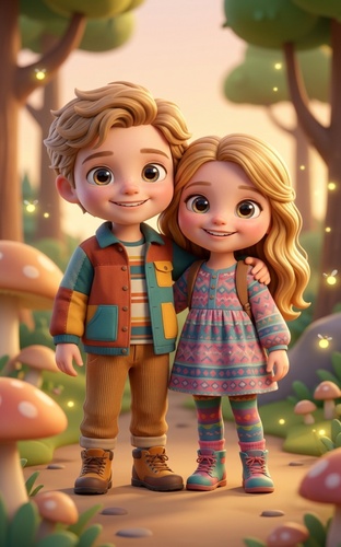 Brother Sister Ai Photo Prompt in Gemini Cartoon Style