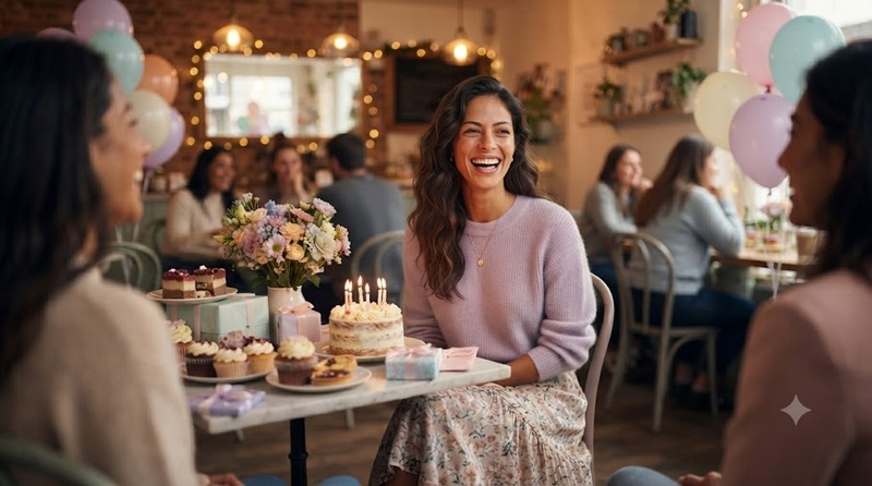 fête d'anniversaire dans un café cosy