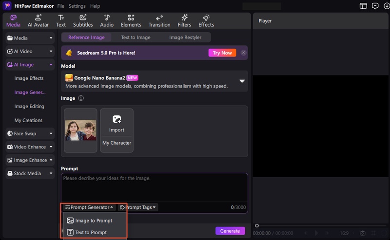 Create Brother and Sister Photos with Hitpaw Editmaker Prompt Generator