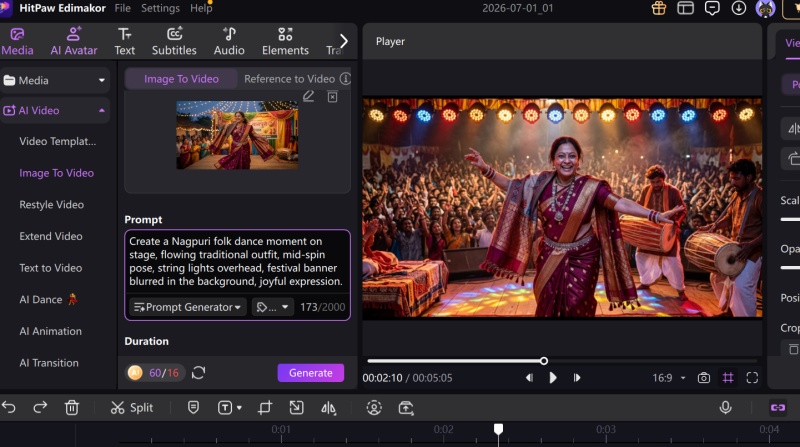 Create Nagpuri Shayari Video with Edimakor