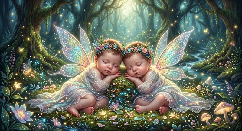 fantasy gemini ai twin baby photo