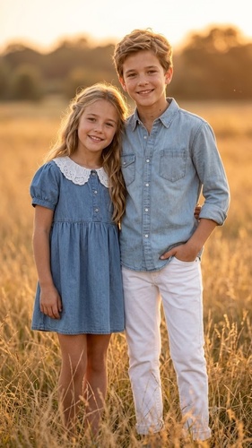 Gemini Ai Photo Prompts for Brother and Sister Classic Golden Hour