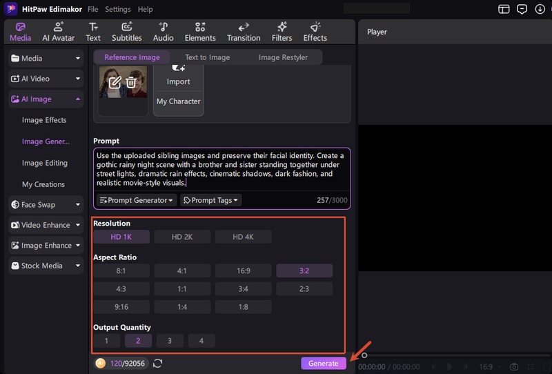Hitpaw Editmaker Brother and Sister Image Generation