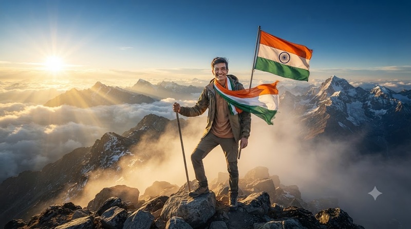mountain india flag