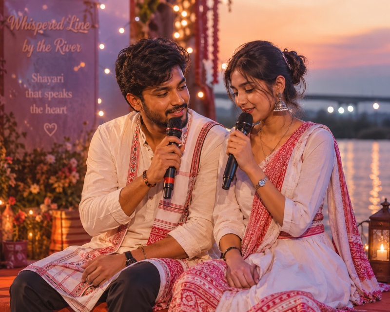 nagpuri couple reciting romantic shayari together on stage