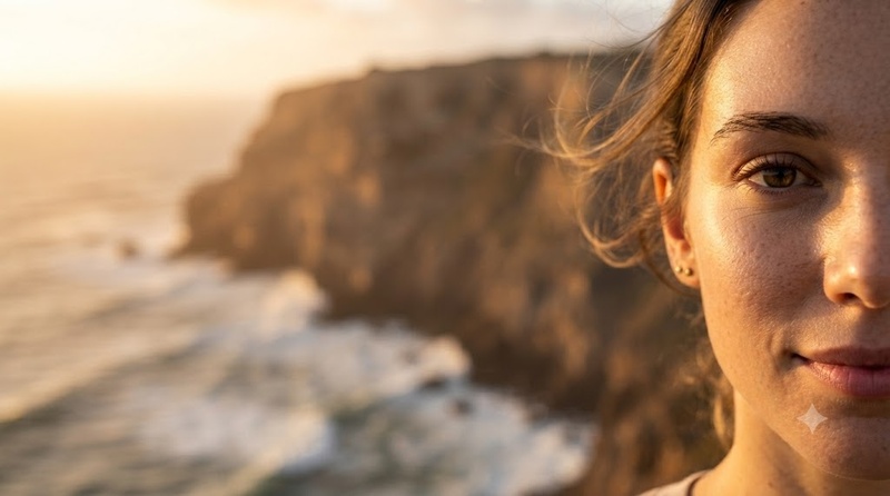 ocean cliff half face
