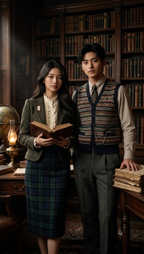 Realistic Sibling Ai Photo Dark Academia Brother and Sister