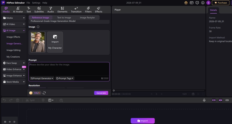 use editmaker ai image generator and upload a photo