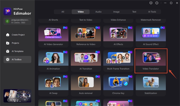 open hitpaw video translator