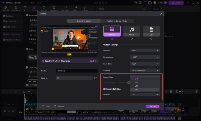 Export Your Loom Video with Edimakor