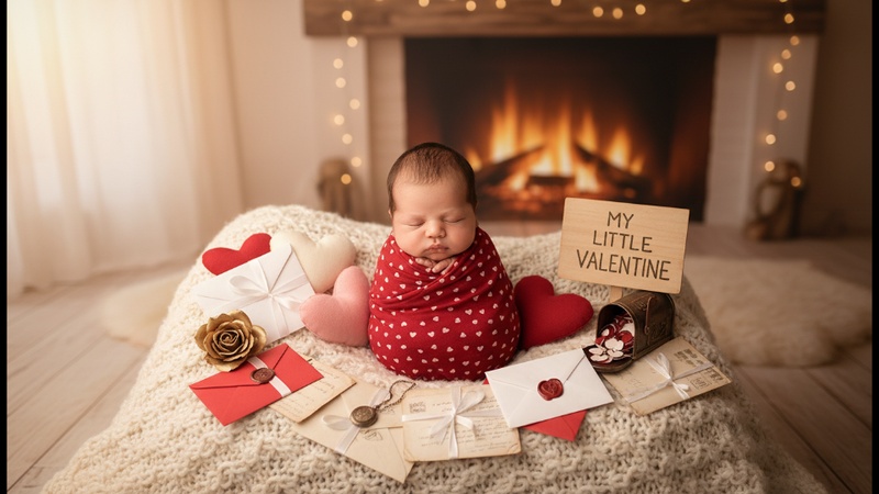 boy newborn valentine photo ideas