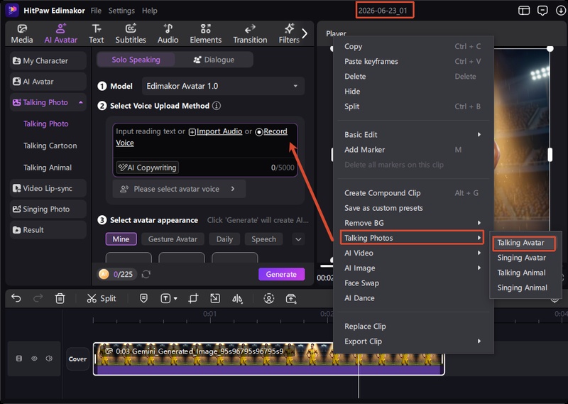Edimakor Talking Football Avatar Generation