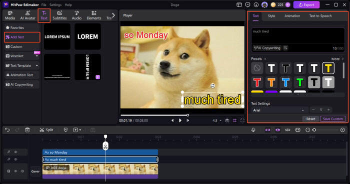 hitpaw edimakor add text