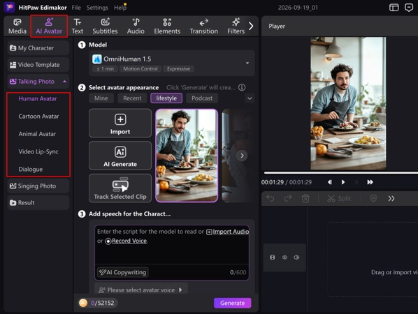 Choose an Avatar type from the creative AI avatar generator
