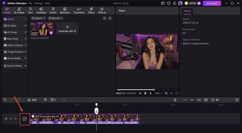 Choosing an AI-generated thumbnail layout in HitPaw Edimakor