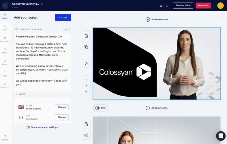 Colossyan AI avatar generator