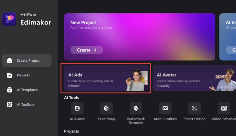 Creating an AI Ads project