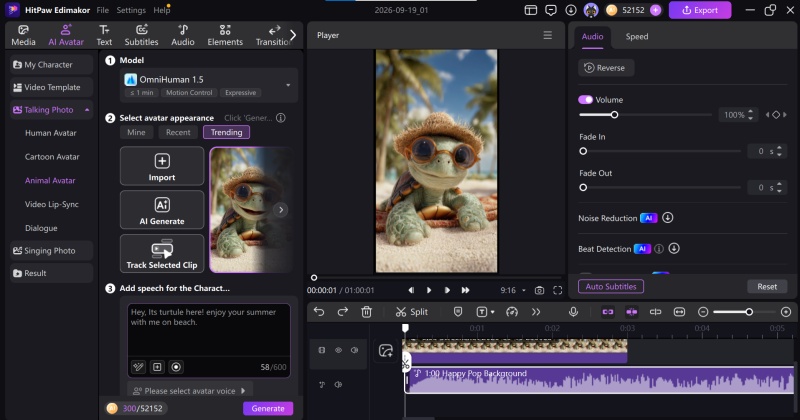 Customize the AI avatar and add a sound