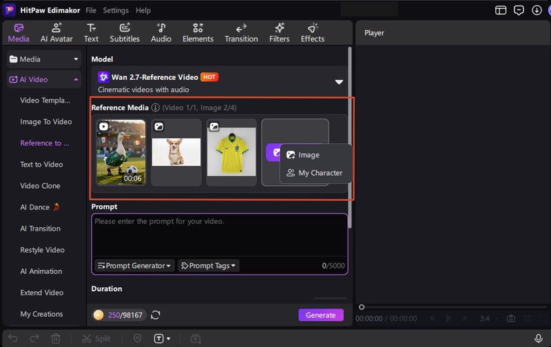 Edimakor Add Reference Media