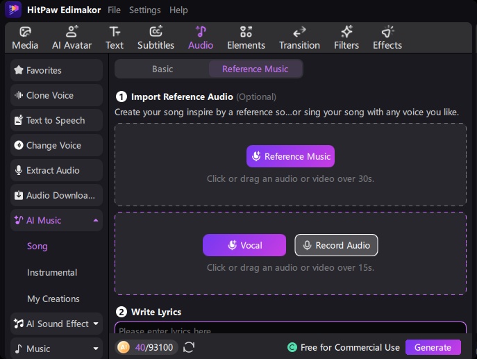 Edimakor Ai Music Generator Reference Music Generation